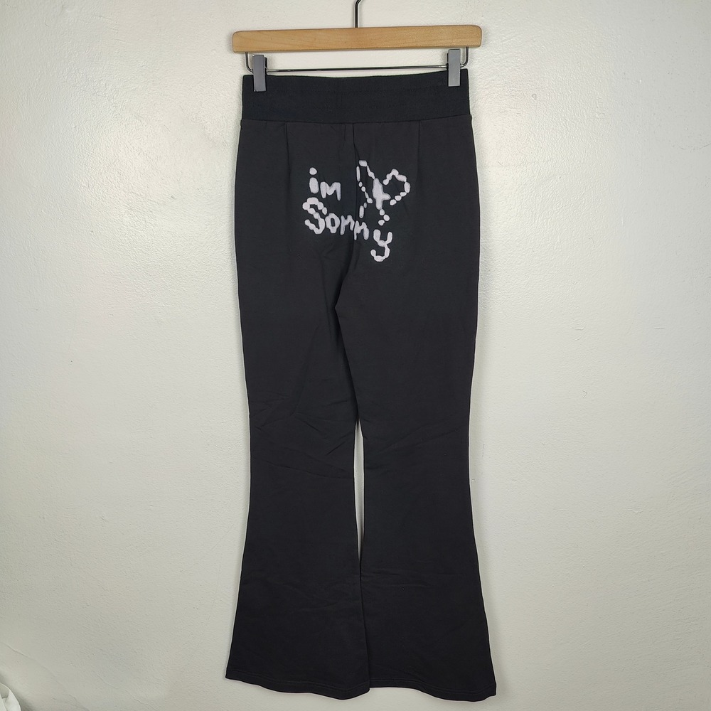Mr. Sorry by Petra Collins Flare Pants Womens XS Black High Waist‎ Y2K Sleaze